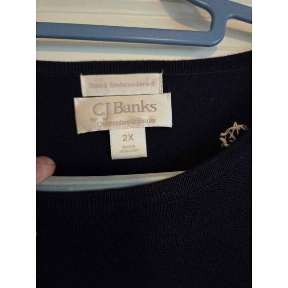 Christopher and Banks sweater 2X hand embroidered - Picture 2 of 8
